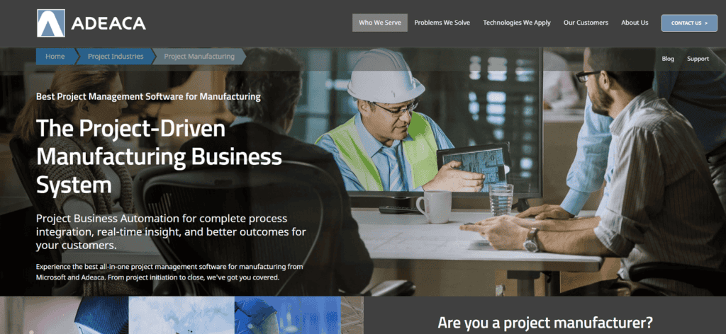 Adeaca manufacturing project management software