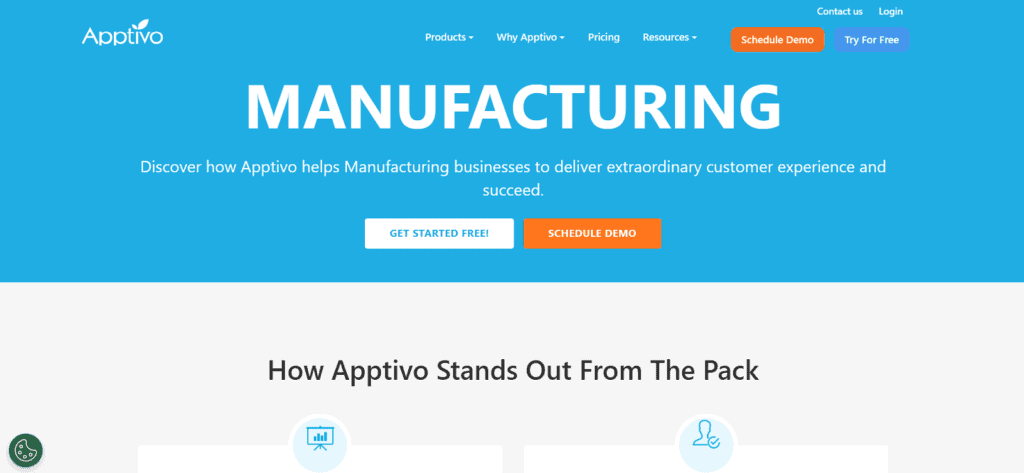 Apptivo manufacturing project management software