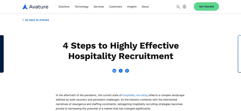 Avature applicant tracking restaurants