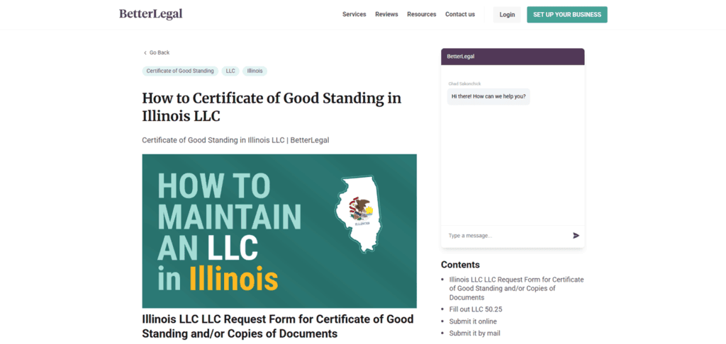 Better Legal Certificate of Good Standing
