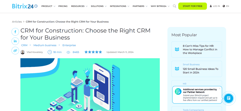 Bitrix24 construction CRM