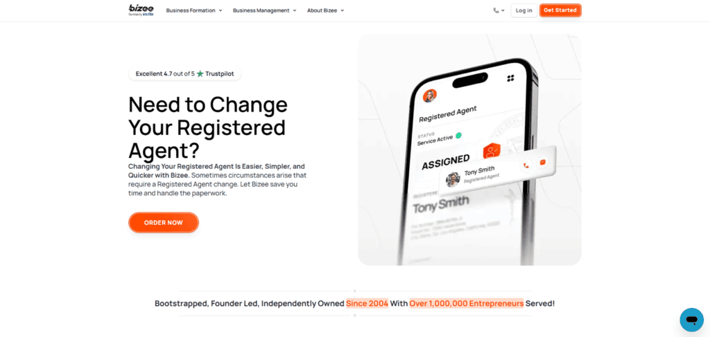 Bizee change registered agent
