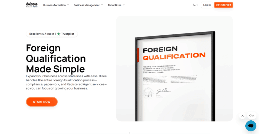 Bizee foreign qualification