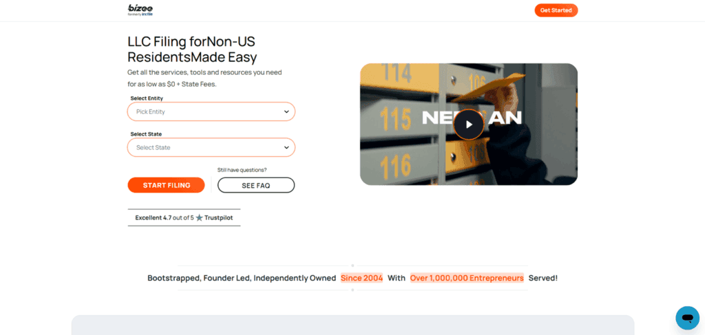 Bizee non US resident company formation