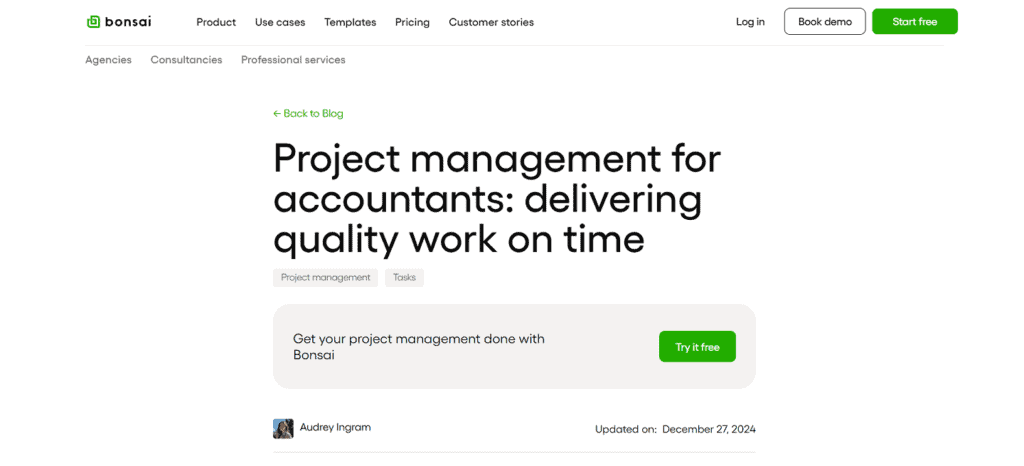 Bonsai accounting project management software