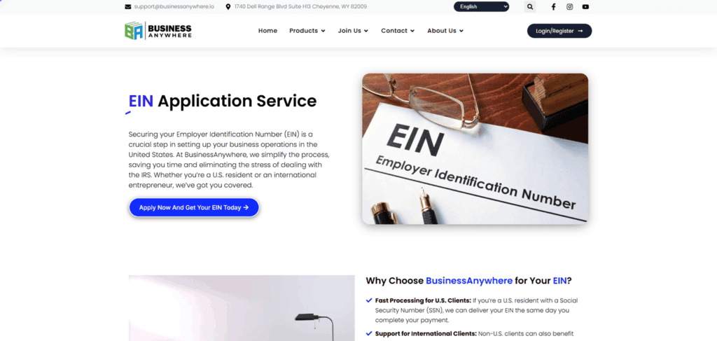 Business Anywhere EIN