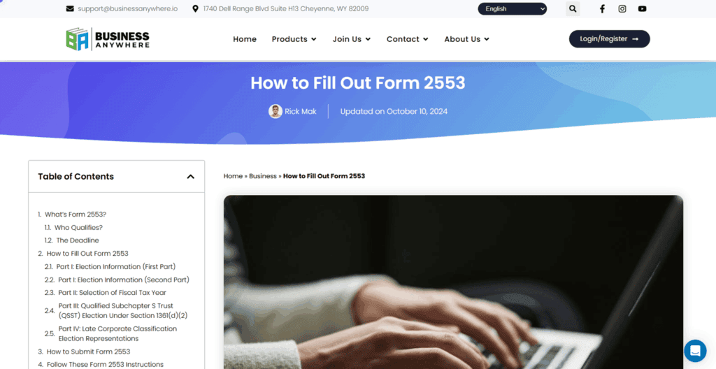Business Anywhere S Corp
