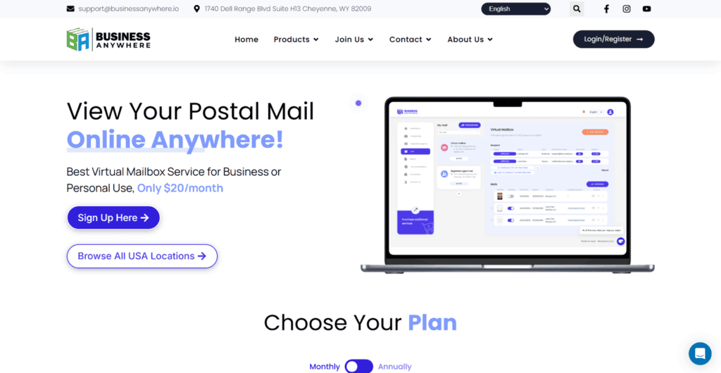 Business Anywhere virtual address