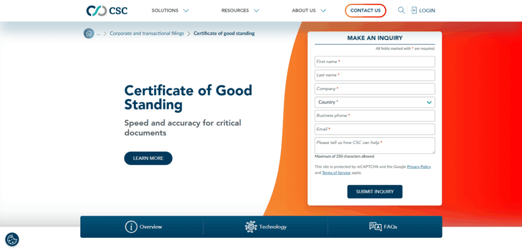 CSC Global Certificate of Good Standing