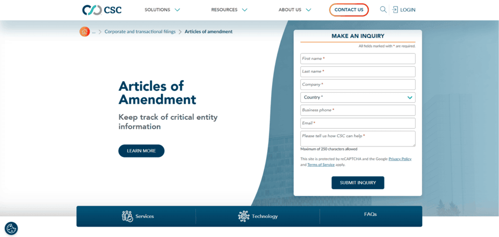 CSC Global business amendments