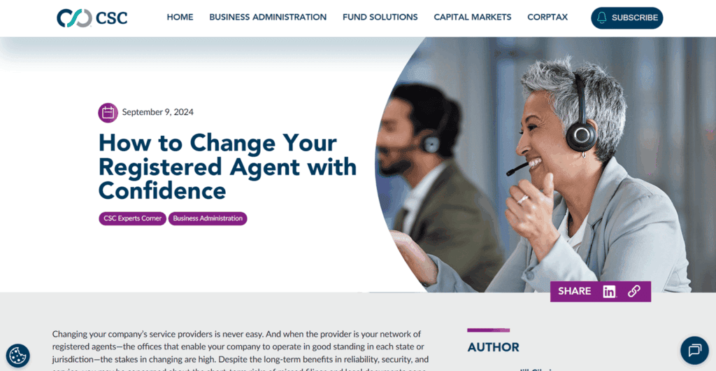 CSC Global change registered agent