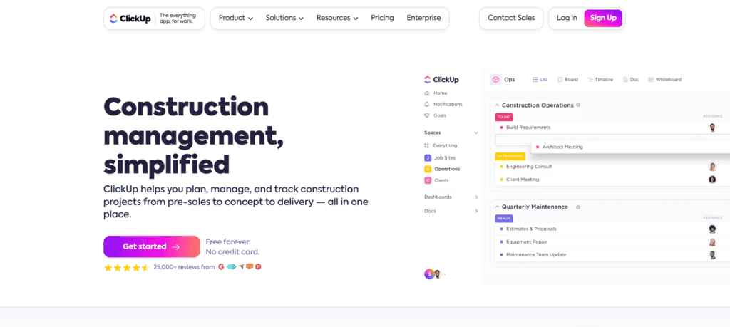 ClickUp construction project management software
