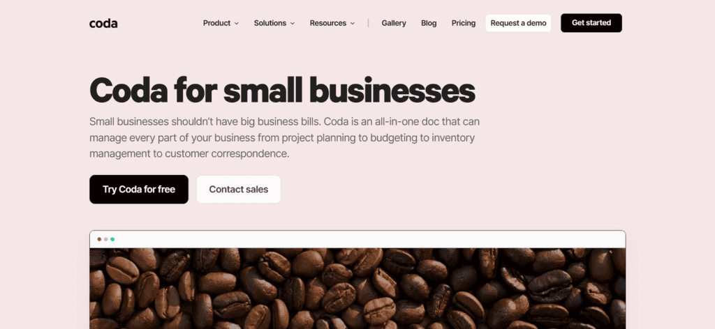 Coda small business project management software