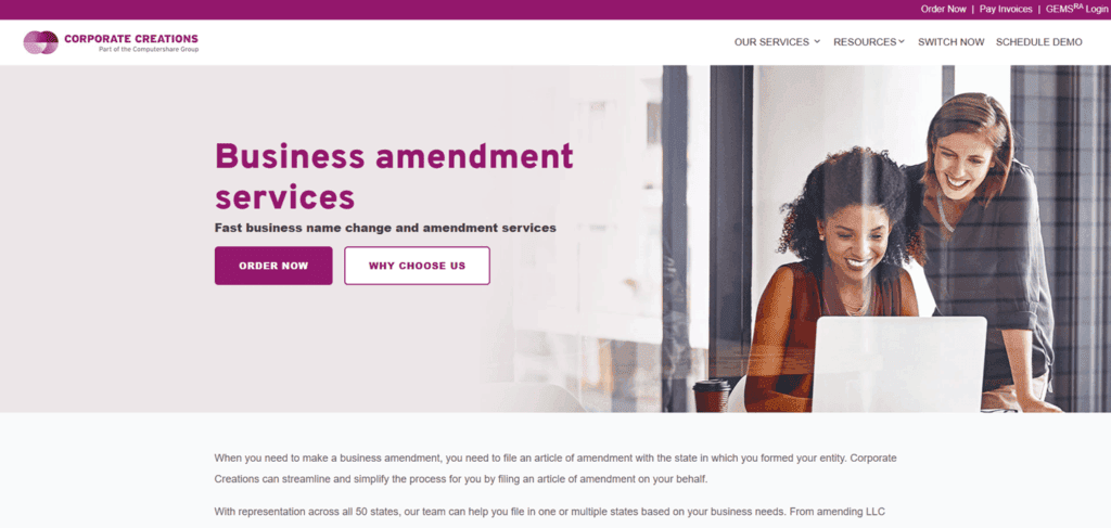 Corporate Creations business amendments