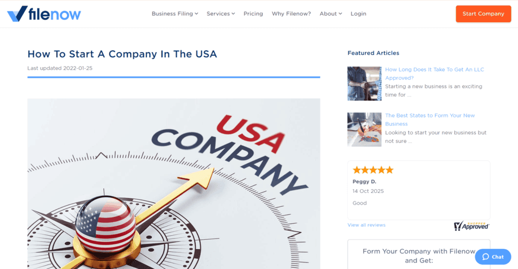 FileNow non US resident company formation