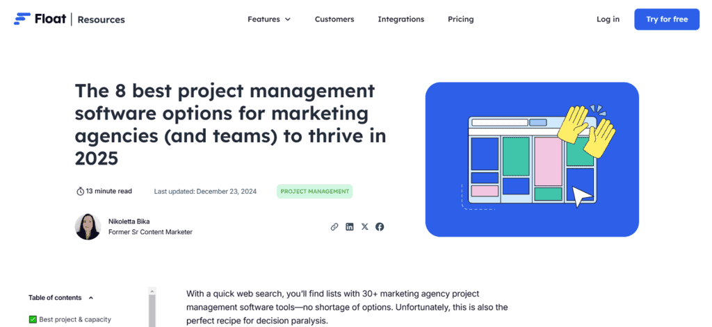 Float creative agency project management software