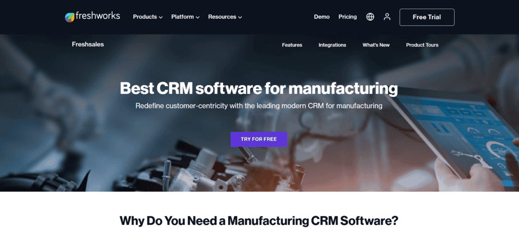 Freshsales manufacturing CRM
