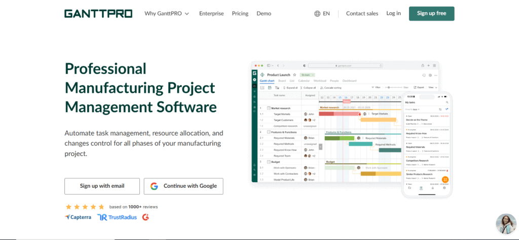 GanttPRO manufacturing project management software