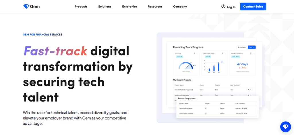 Gem applicant tracking financial sector
