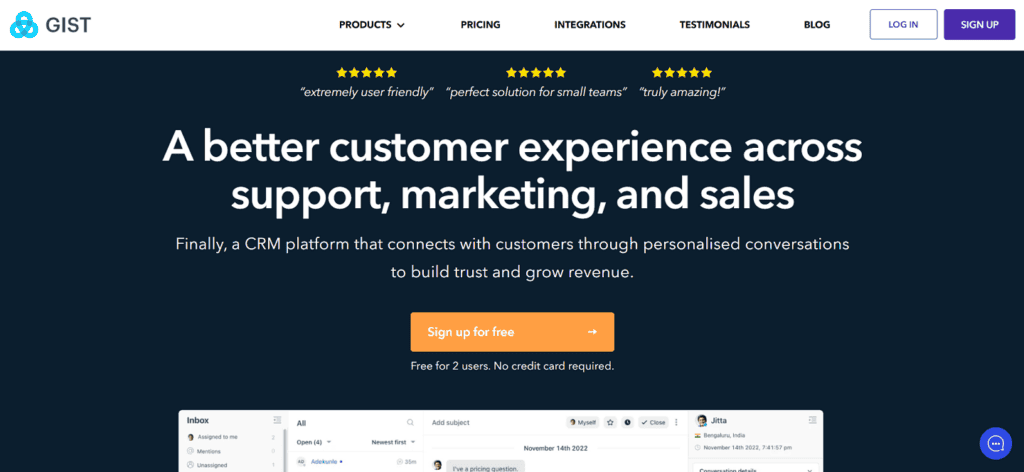 Gist customer service CRM