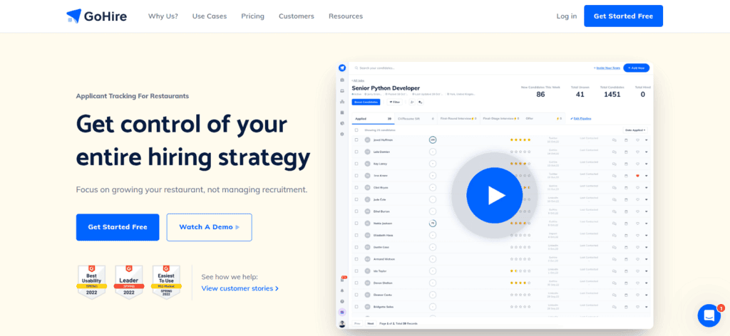 GoHire applicant tracking restaurants