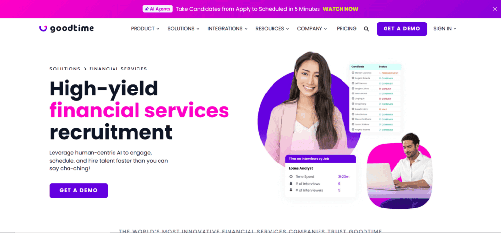 GoodTime applicant tracking financial sector