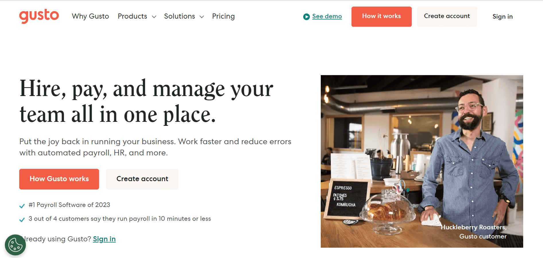 Gusto homepage