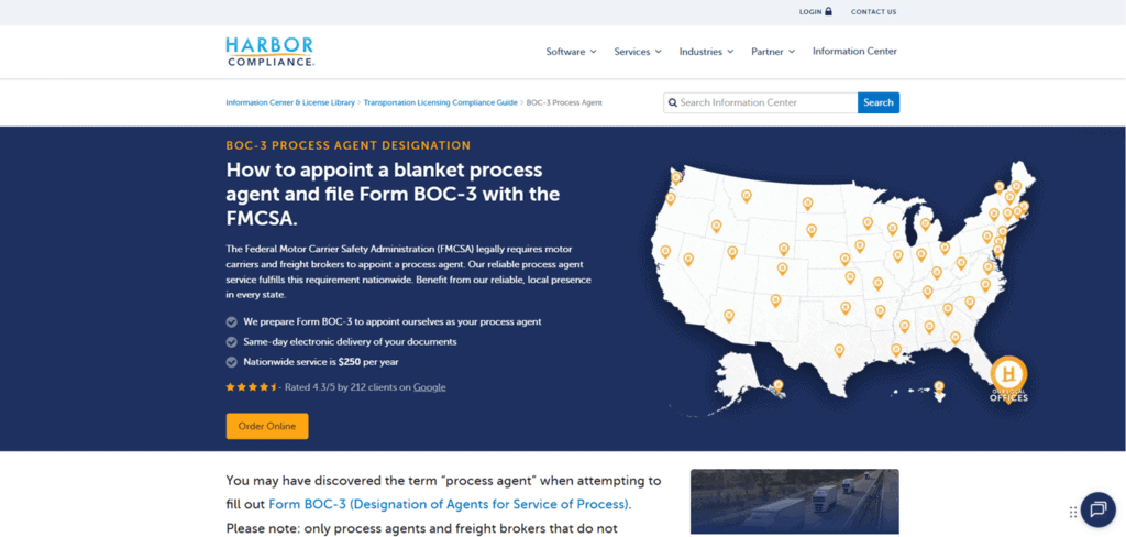 Harbor Compliance BOC-3 process agent