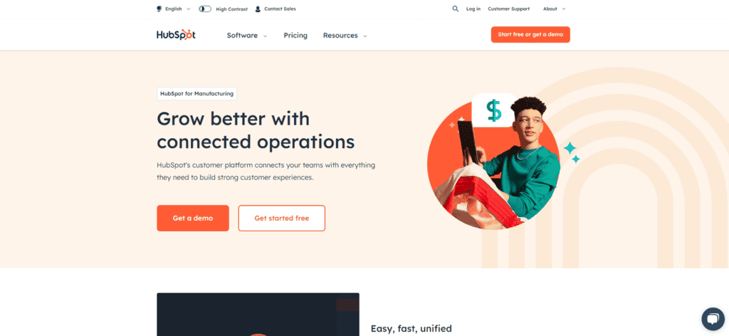 HubSpot CRM manufacturing CRM