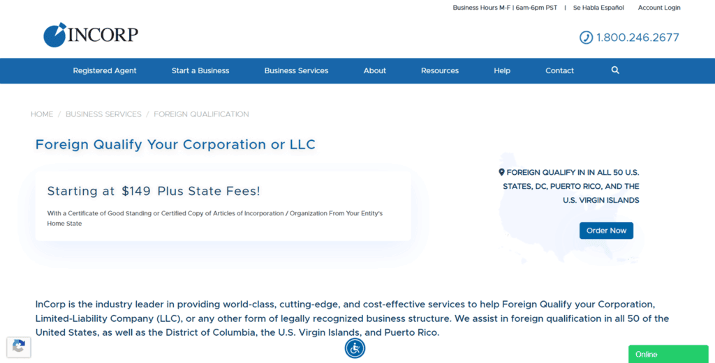 InCorp foreign qualification