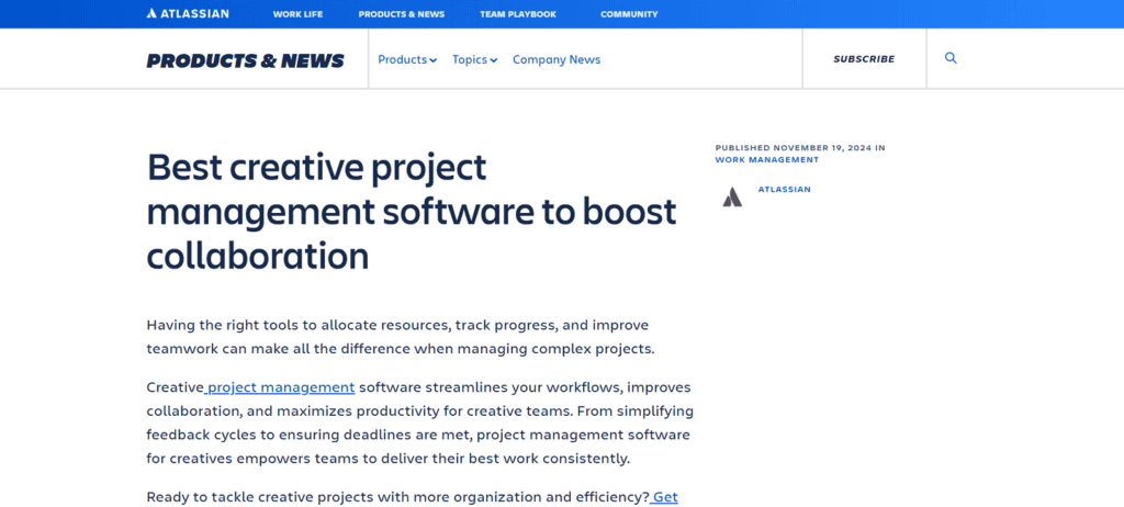 Jira creative agency project management software