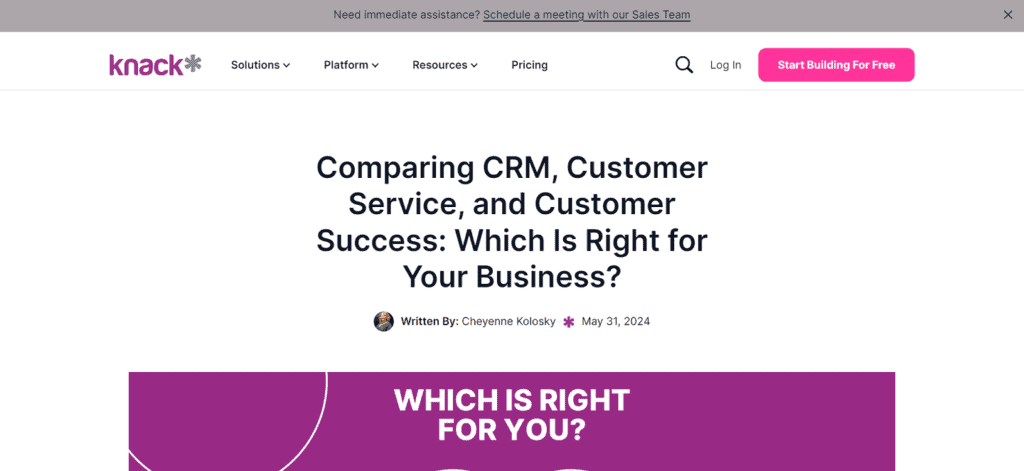 Knack customer service CRM