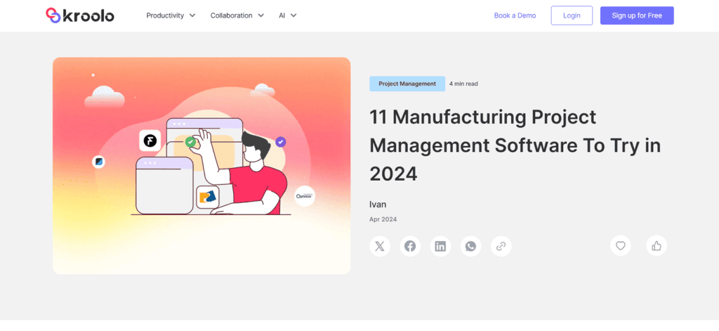 Kroolo manufacturing project management software