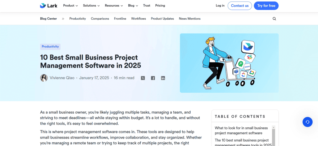 Lark small business project management software