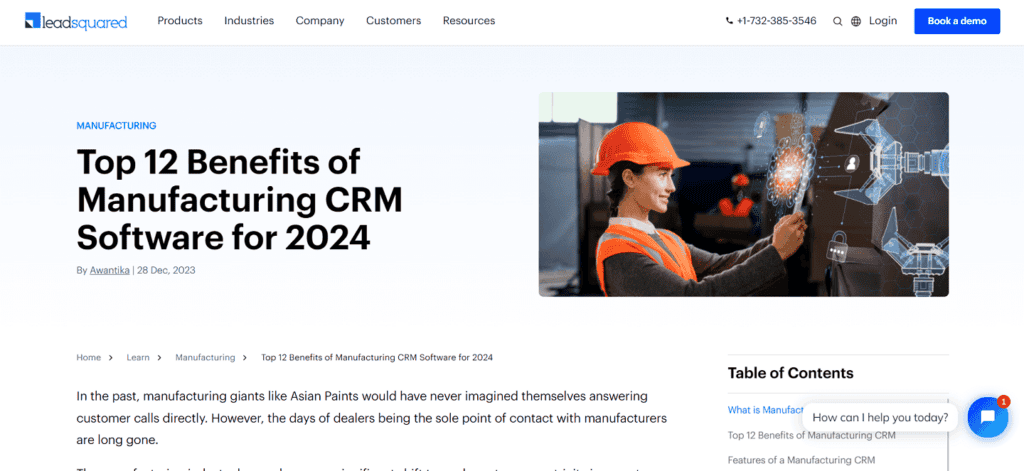 LeadSquared manufacturing CRM