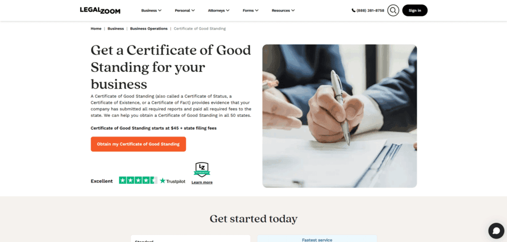 Legal Zoom Certificate of Good Standing