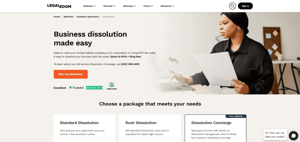 Legal Zoom dissolve LLC