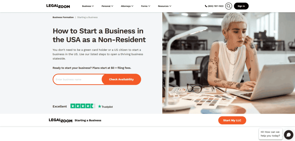 Legal Zoom non US resident company formation