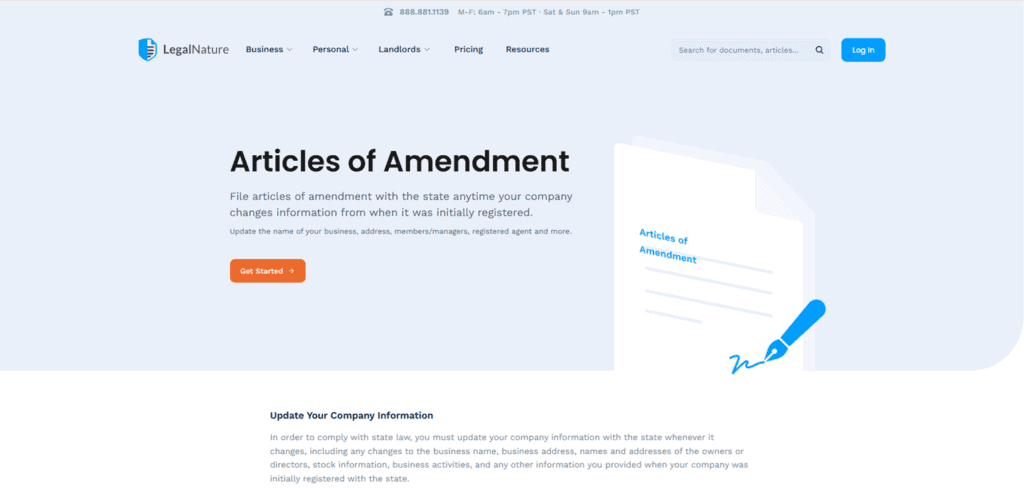 LegalNature business amendments