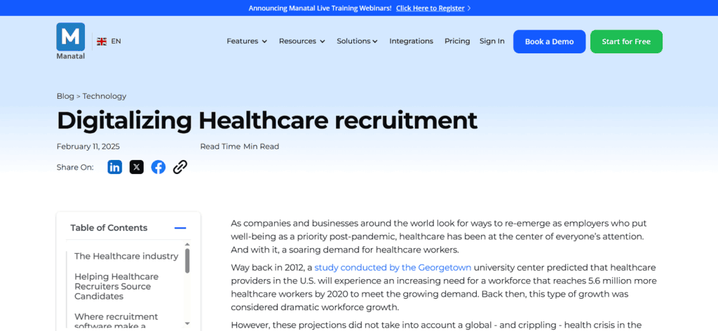 Manatal applicant tracking healthcare