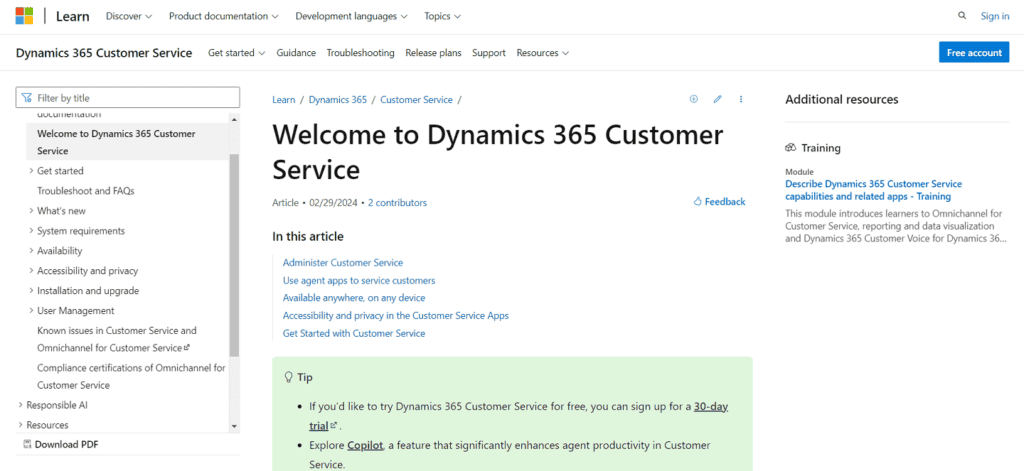 Microsoft Dynamics 365 customer service CRM