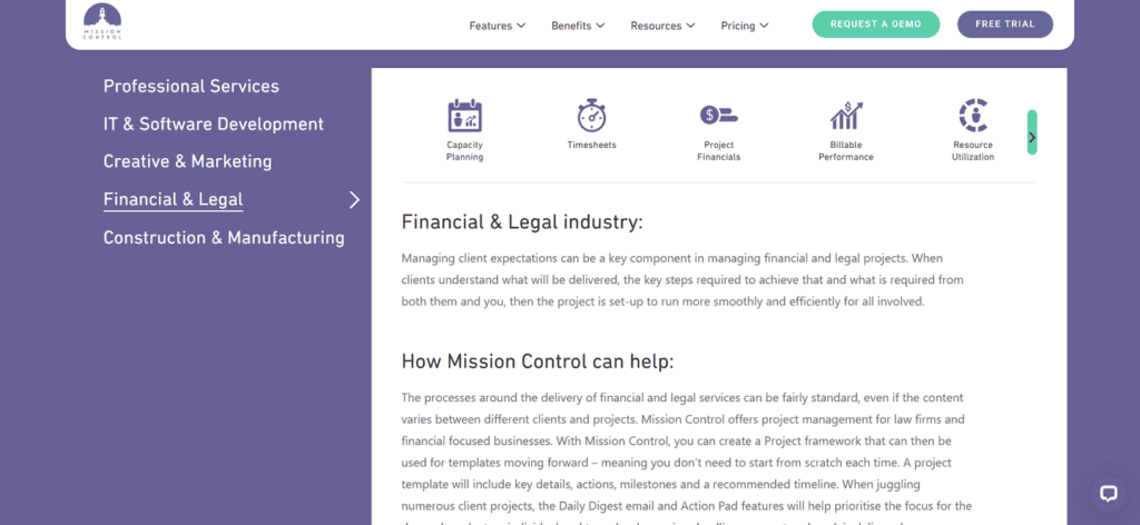 Mission Control legal project management software