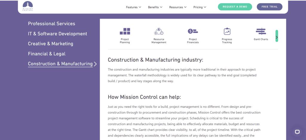 Mission Control manufacturing project management software