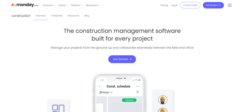 Monday.com construction CRM