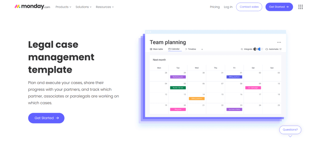 Monday.com legal project management software