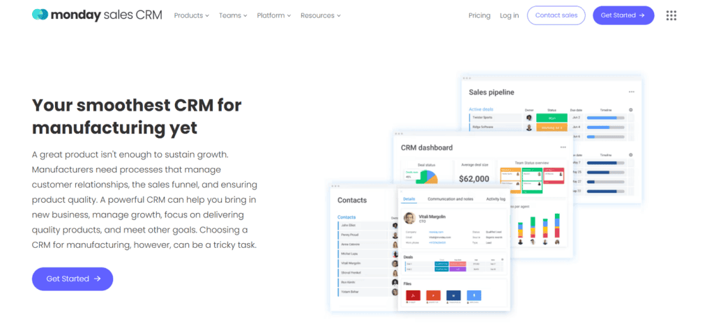 Monday.com manufacturing CRM