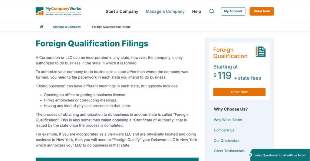 MyCompanyWorks foreign qualification