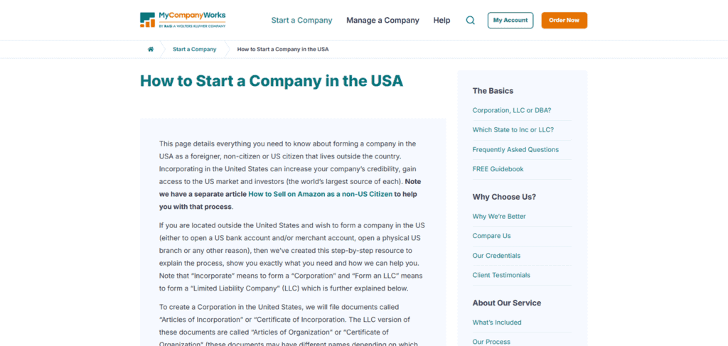MyCompanyWorks non US resident company formation