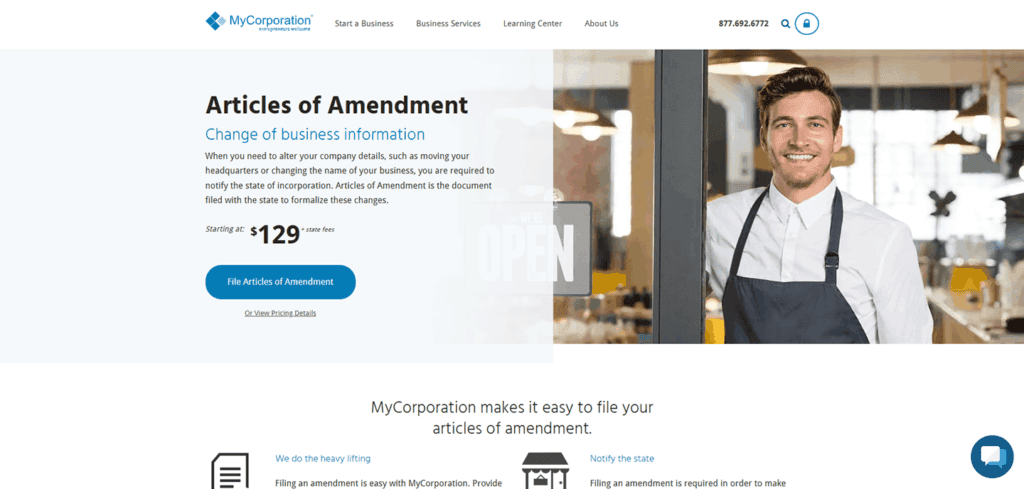 MyCorporation business amendments