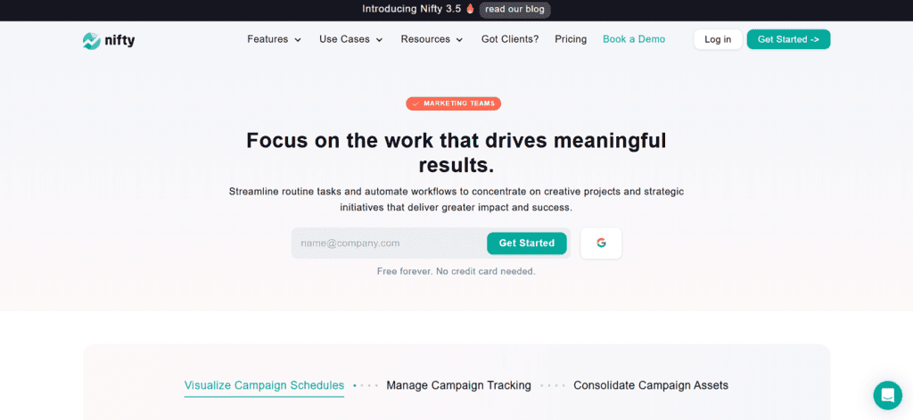 Nifty creative agency project management software